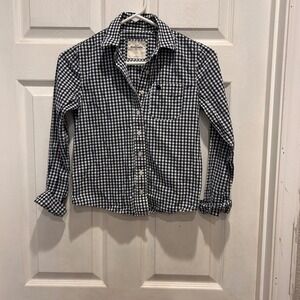 VTG Abercrombie Kids Blue Gingham Checkered Long Sleeve Button Down Shirt L‎
